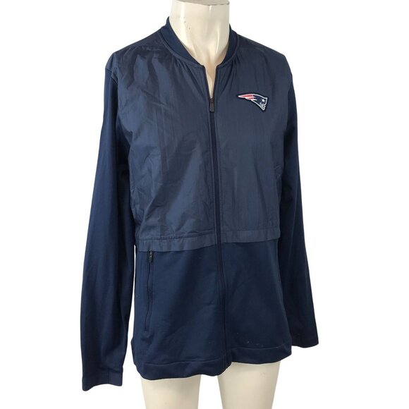 NIKE NFL ~ MENS MEDIUM ~ NAVY BLUE NEW ENGLAND PATRIOTS FULL ZIP JACKET - Picture 1 of 9